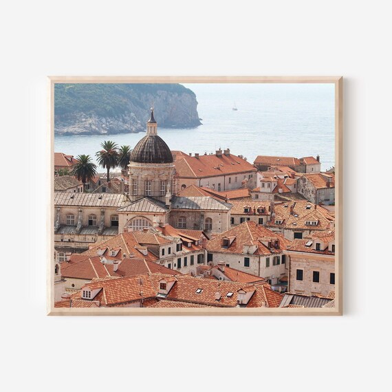 Croatia Photography, Dubrovnik Photo, Dubrovnik Croatia, Croatian Art, Terracotta Tile Rooftop Picture, European Landscape, Old Town Print