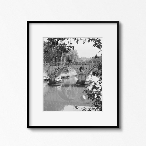 Black and White Rome Print, Ponte Sisto Photo, Italy Photography, Italian Wall Art, Bridge Picture, Tiber River Photo, Travel Photography