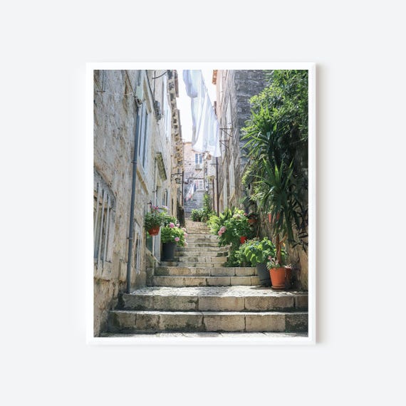 Dubrovnik Stone Staircase - Old Town Dubrovnik Photography Print, Croatia Wall Art
