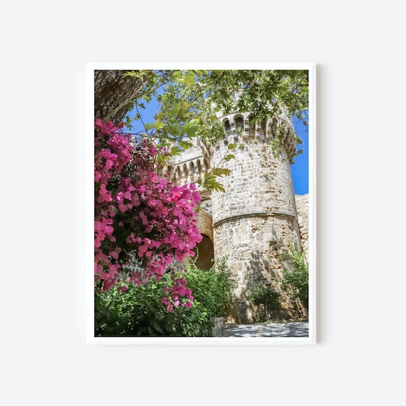 Blooming Rhodes - Medieval Garden Wall Photography Print from Rhodes Greece