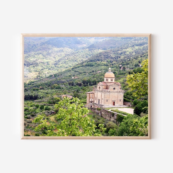 San Biagio Church Print, Montepulciano Tuscany Wall Art, Italian Landscape Photography, Green Tuscan Decor, Italy Travel Art