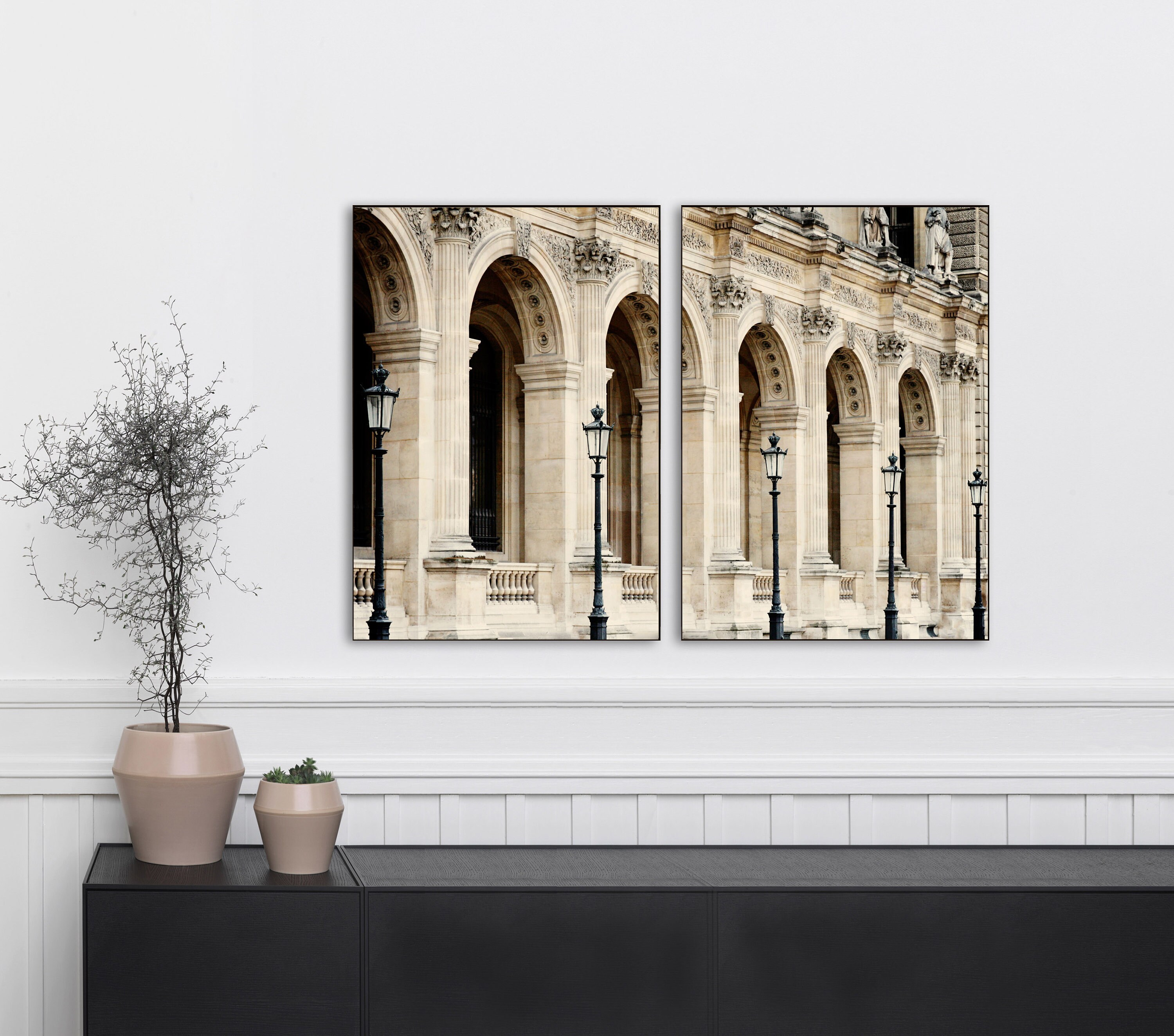 Louvre Paris Architectural Details Photography Print Set Neutral