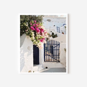 Bougainvillea Art, Santorini Greece, Pictures of Greece, Santorini Photography, Greek Island Photo, Mediterranean Wall Art, Framed Print