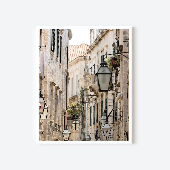 Dubrovnik Alleyway Photography Print, Old Town Croatia Wall Art, Neutral European Decor, Medieval Streets Photo
