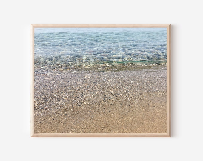Lake Michigan Art, Charlevoix Michigan Print, Beach Photography, Coastal Wall Art,  Beach Photograph, Petoskey Stones, Spa Decor, Water Art