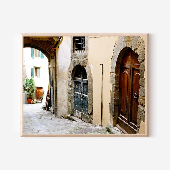 Montepulciano Print, Tuscan Doors Picture, Italy Photography, Tuscany Wall Art, Italian Farmhouse Decor, Brown Door Photo, Travel Print