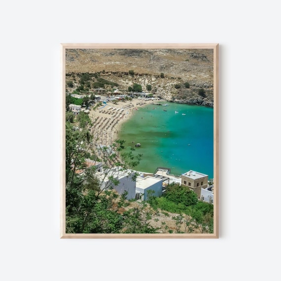 Bay of Lindos - Rhodes Greece Photography Print, Aegean Beach Wall Art