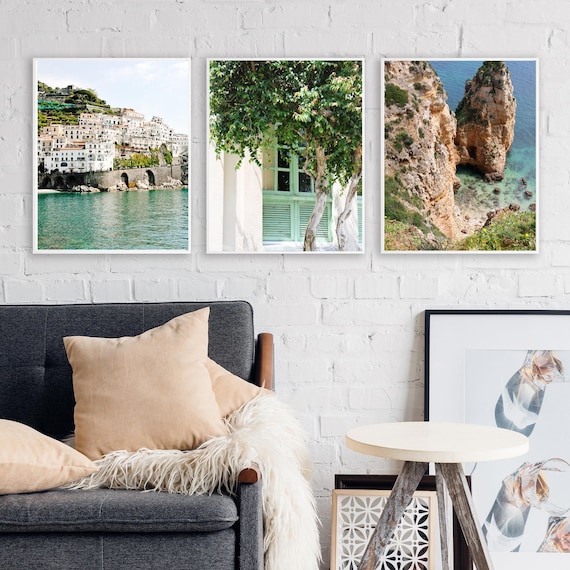Summer Beach Print Collection - Mint Green Mediterranean Wall Art - Three Aqua Teal Travel Pictures - 3 Vacation by the Sea Photographs