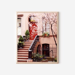 Red Door Photo, NYC Photography, Brownstone Print, New York Doors, West Village Art, Brownstone Print, New York City Picture, Urban Wall Art