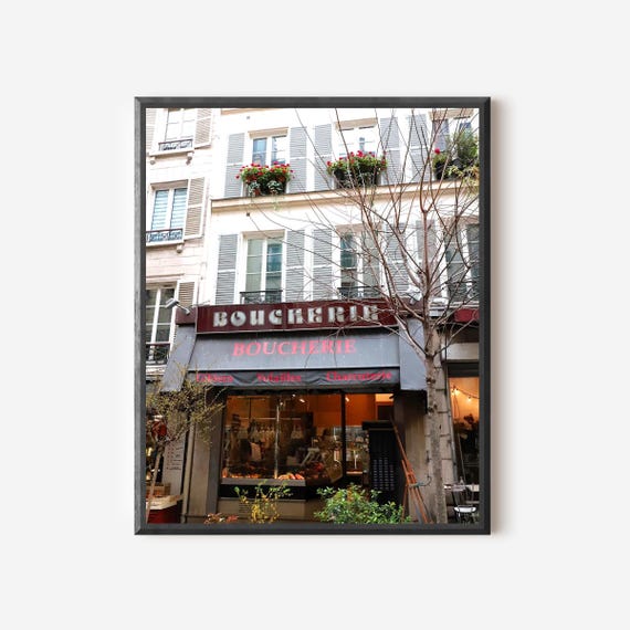 Paris Boucherie Photography Print, French Market Street Scene Wall Art