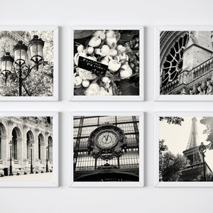 Paris Wall Art, Six Square Black and White Paris Photography Prints, Paris Print Collection, French Home Decor, Black and White Gallery Wall image 6