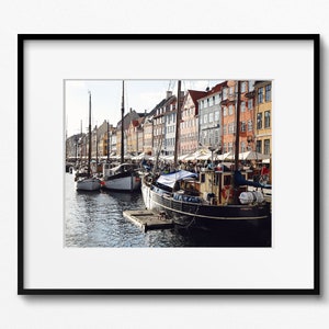 Copenhagen Wall Art, Nyhavn Print, Denmark Photography, Nautical Danish Picture, Boats and Canal Photograph, Scandinavian Wall Art image 5