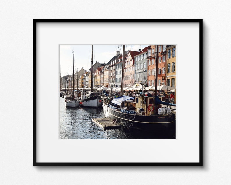 Copenhagen Wall Art, Nyhavn Print, Denmark Photography, Nautical Danish Picture, Boats and Canal Photograph, Scandinavian Wall Art image 5