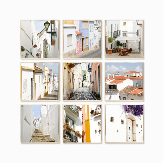 Portugal Print Set, Nine Square Borderless Unframed Photos, Lisbon and Lagos Travel Photography, Original Portuguese Wall Art Collection
