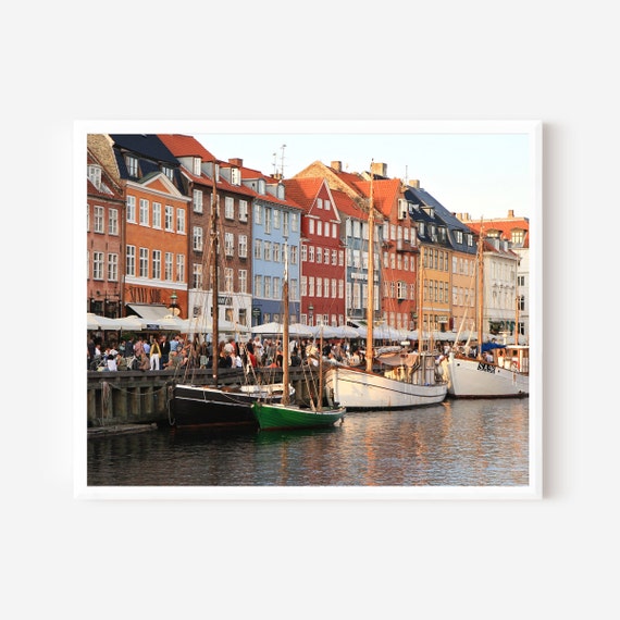Nyhavn Eary Evening - Copenhagen Canal Print, Colorful Denmark Photography