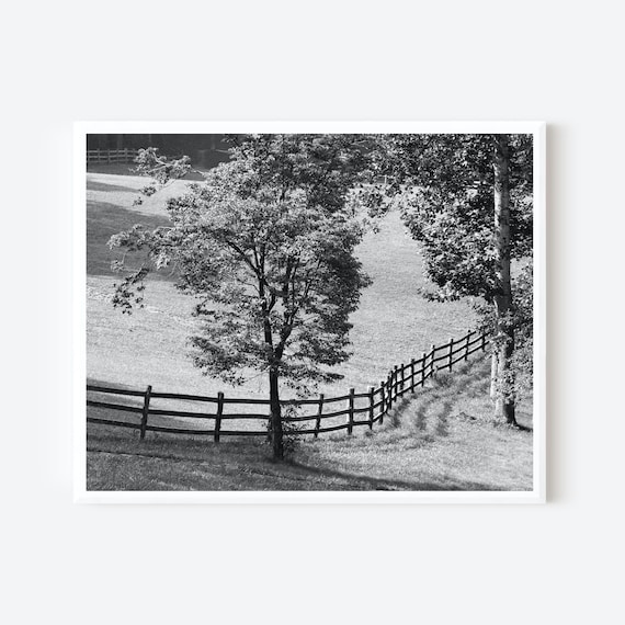 Asheville NC Farm Print, Black and White Country Wall Art
