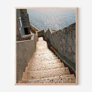 Croatia Wall Art, Dubrovnik Photography, Dubrovnik Croatia Photo, Dubrovnik City Walls,  Stairs Photo, Steps Picture, Croatian Travel Art