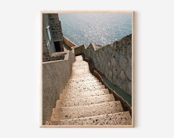 Croatia Wall Art, Dubrovnik Photography, Dubrovnik Croatia Photo, Dubrovnik City Walls,  Stairs Photo, Steps Picture, Croatian Travel Art