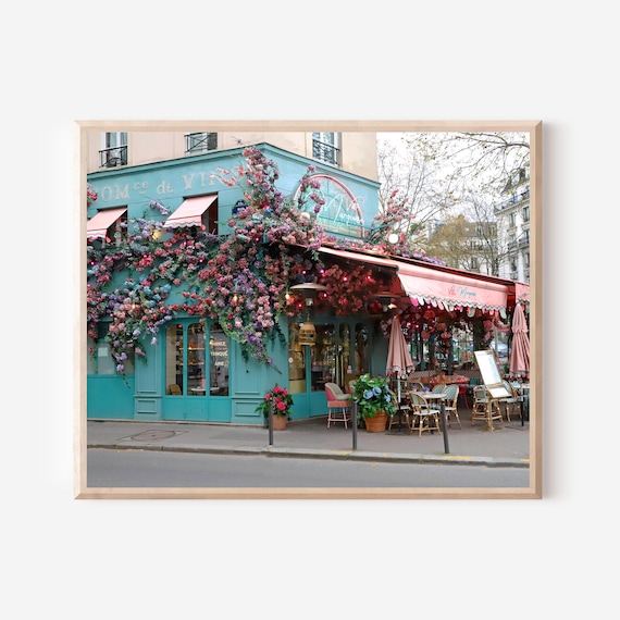 Paris Photography, Villa Marquise Print, French Cafe Art, Paris Bistro Photo, French Kitchen Art, Parisian Flower Decor, Available Framed