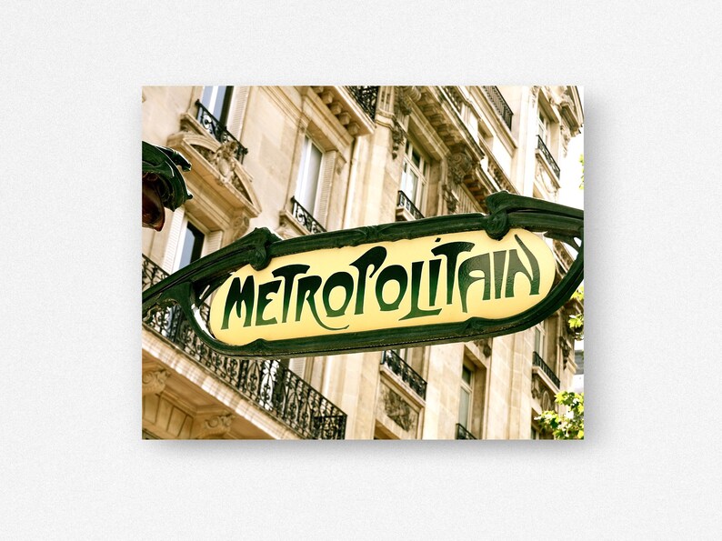 Paris Photography Print, Metro Sign Photo, Metropolitain, Art Nouveau Decor, French Gallery Wall Art, Parisian Picture, Gift for Francophile image 3