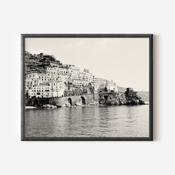 Dreaming of Amalfi - Black and White Amalfi Coast Italy Photography Print