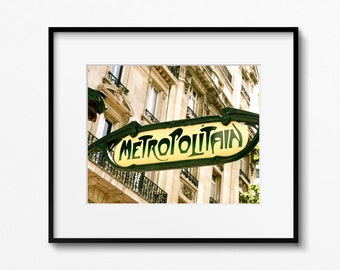 Paris Photography Print, Metro Sign Photo, Metropolitain, Art Nouveau Decor, French Gallery Wall Art, Parisian Picture, Gift for Francophile