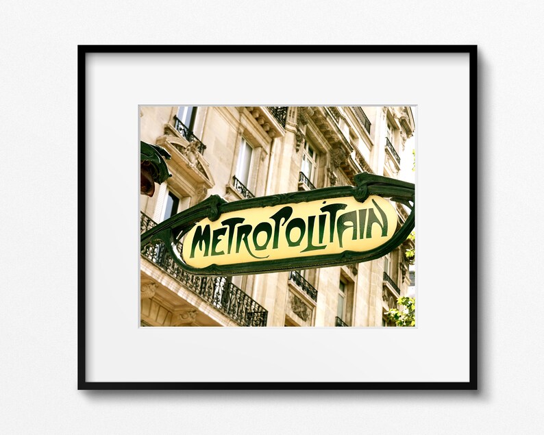 Paris Photography Print, Metro Sign Photo, Metropolitain, Art Nouveau Decor, French Gallery Wall Art, Parisian Picture, Gift for Francophile image 1