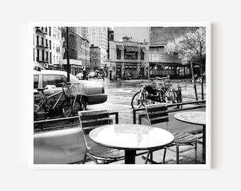 Black and White NYC Photography Print, Rainy City Street Scene