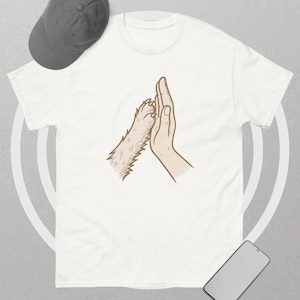 Paw Unisex T-Shirt, Hand and Paw Shirt, Paw Women&#39;s Shirt, Paw T-Shirt, Dog Paw