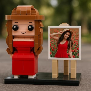 Custom Brick Figure Gift – Full Body Personalized Mini Figure with Frame, 1 Person Toy Block Character, Birthday Gift for Him or Her
