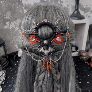 Orange Blossom Bat Hairpin: Gothic Bridal Hair Jewelry
