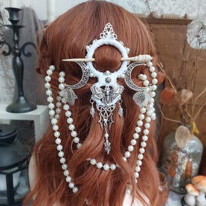Crescent Moon Hair Pin: Witchy Pagan Wedding Hair Jewelry