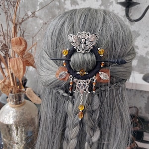 Autumn Moth Hair Pin: Floral Fairy Jewelry, Pagan Accessory