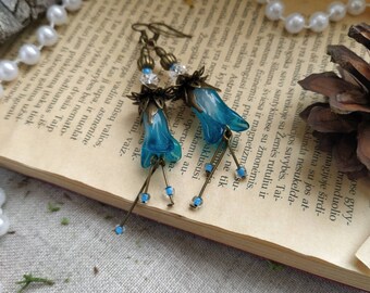 Flower earrings, witchy  boho earrings, cute glass earrings, fairycore earrings,  cottagecore earrings, cottage fashion jewelry