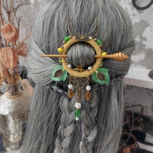 Flower Goddess hair pin, fantasy pagan hair jewelry, fairy hair barrette,  Art Nuevo hairpin, filigree hairpin for long hair