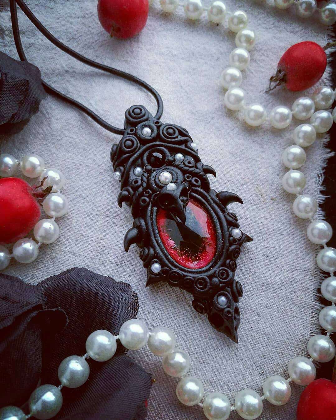 Gothic pendant pagan amulet polymer clay pendant warrior Etsy