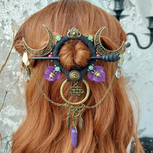 Fantasy Floral Hair Pin: Druid Pagan Wedding Hair Accessory