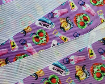 5 yards of 2 inch width Purple Poison Apples and Potions Spooky Halloween Grosgrain Ribbon