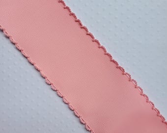 5 yards of 2.5" Moonstitch Grosgrain Ribbon - Pink with Pink looped stitching 2 & 1/2