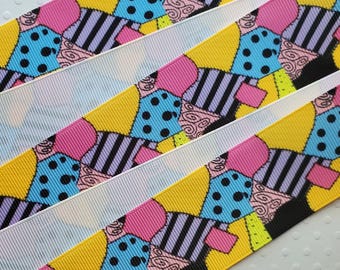 5 yards of 1.5" Patchwork Fabric Print Grosgrain Ribbon