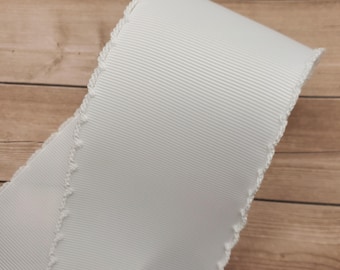 5 yards of 2.5" Moonstitch Grosgrain Ribbon - White with White looped stitching 2 & 1/2