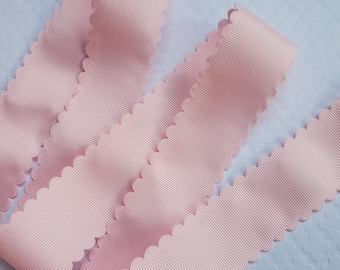 5 yards of 1.5" Scalloped Edge Light Pink Grosgrain Ribbon