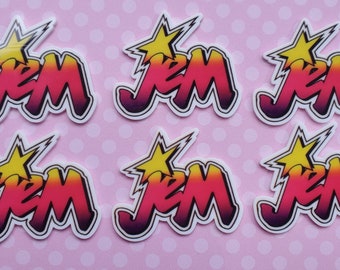 Set of 6 Glossy Planar Resin Flatbacks Rockstar Jem