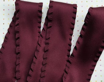 5 yards of 1.5" inch Thick Fabric Ruffled Ribbon in Burgundy