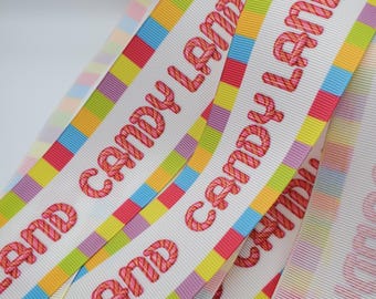 5 yards of 2 inch Grosgrain Ribbon - Candyland Sweet Candy Treats Colorful Bright Print
