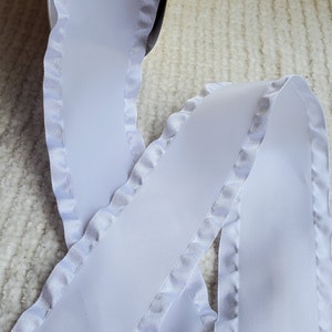 5 yards of 2.25" Satin Double Ruffle Ribbon in White 2 1/4 inch