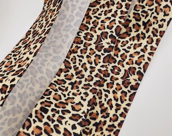 5 yards of 1.5" Grosgrain Ribbon - Cheetah Leopard Animal Print