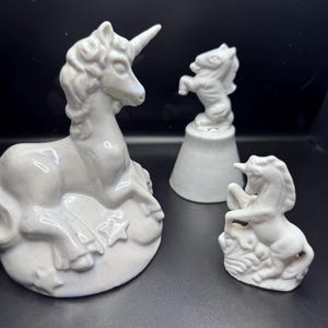 Vintage White Porcelain Unicorn Figurines – Set of 3 Collectibles