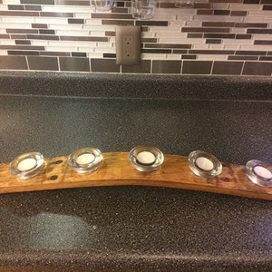 Wine stave candle holder