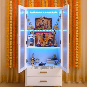 Mandir with doors hindu pooja mandir for home, Wooden Temple Handcrafted Mandir Pooja Ghar Mandap For Worship Home Decor Art designer temple